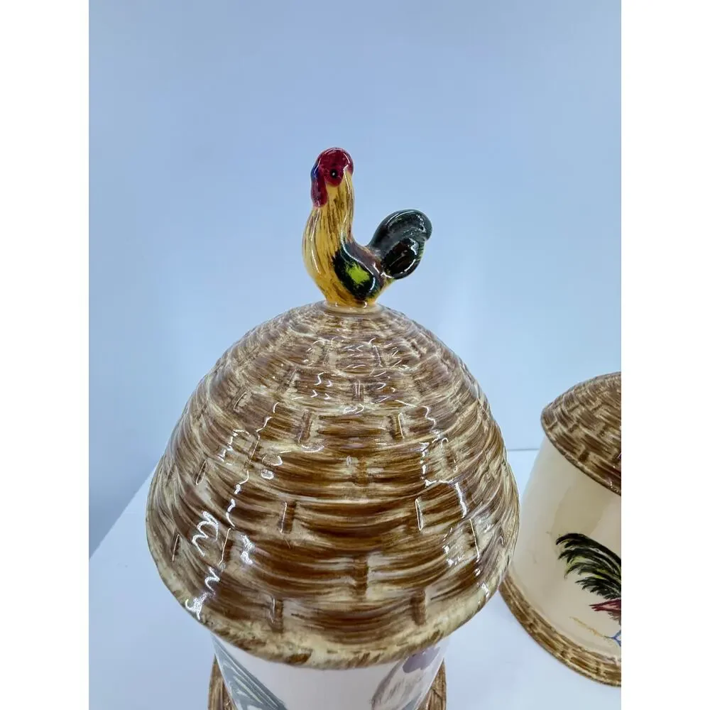 Mikasa Bon Jour Rooster Canister Set 3 Ceramic Farmhouse Country Kitchen Cottage